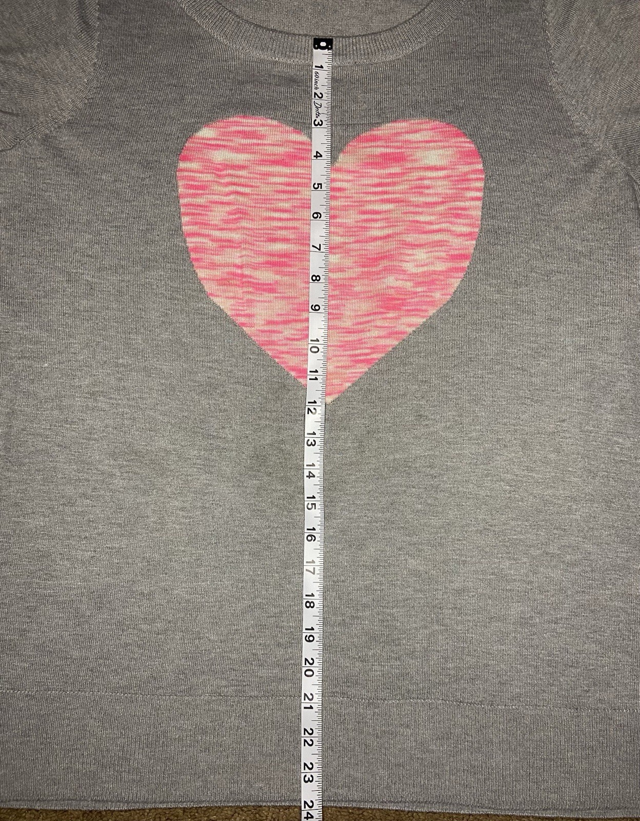 Torrid women’s Sz:1 Gray Knit Sweater Pink space dye heart Pullover Plus Size