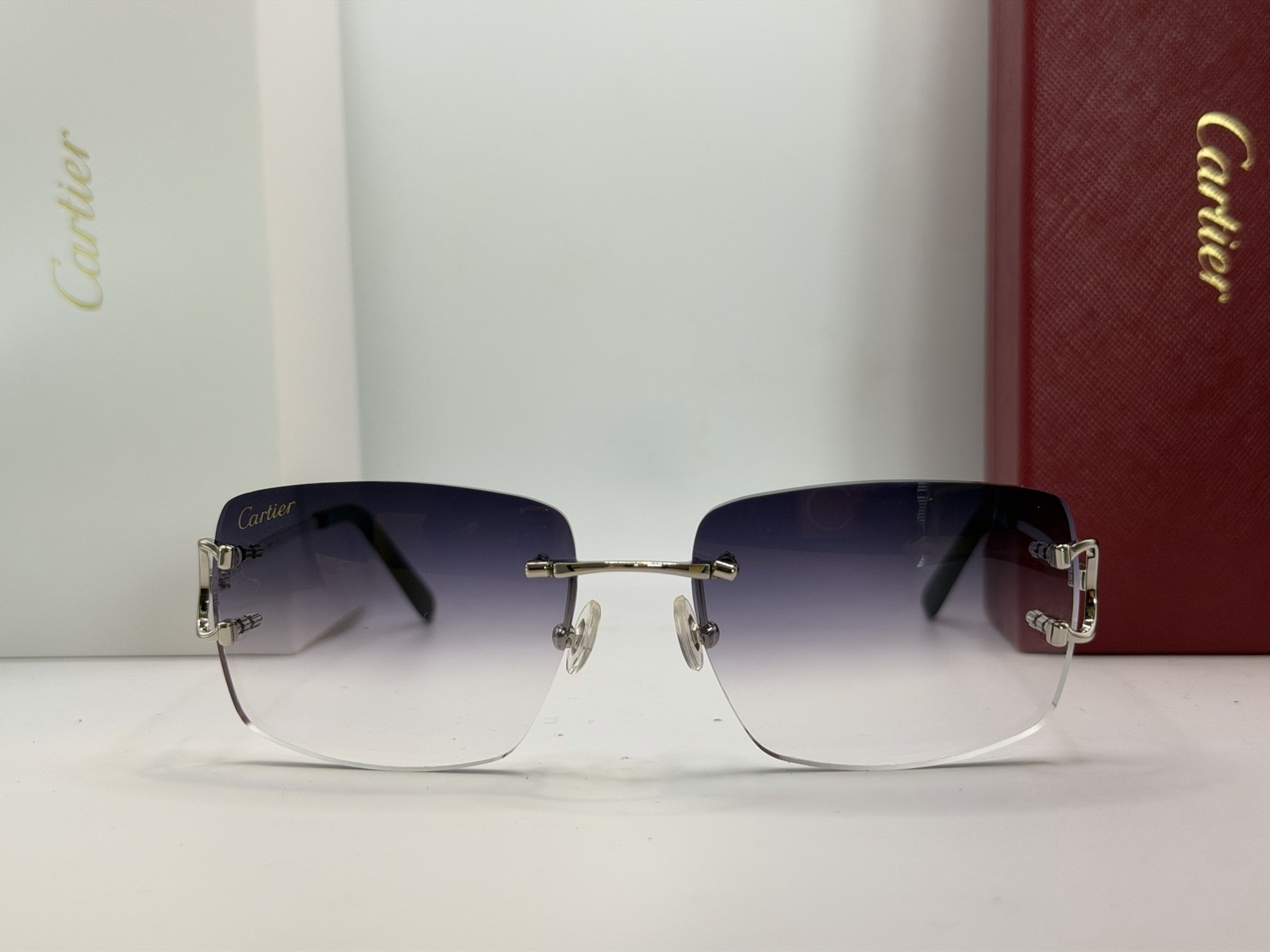 Cartier Gradient Grey Men’s Sunglasses silver C Wire CT00920