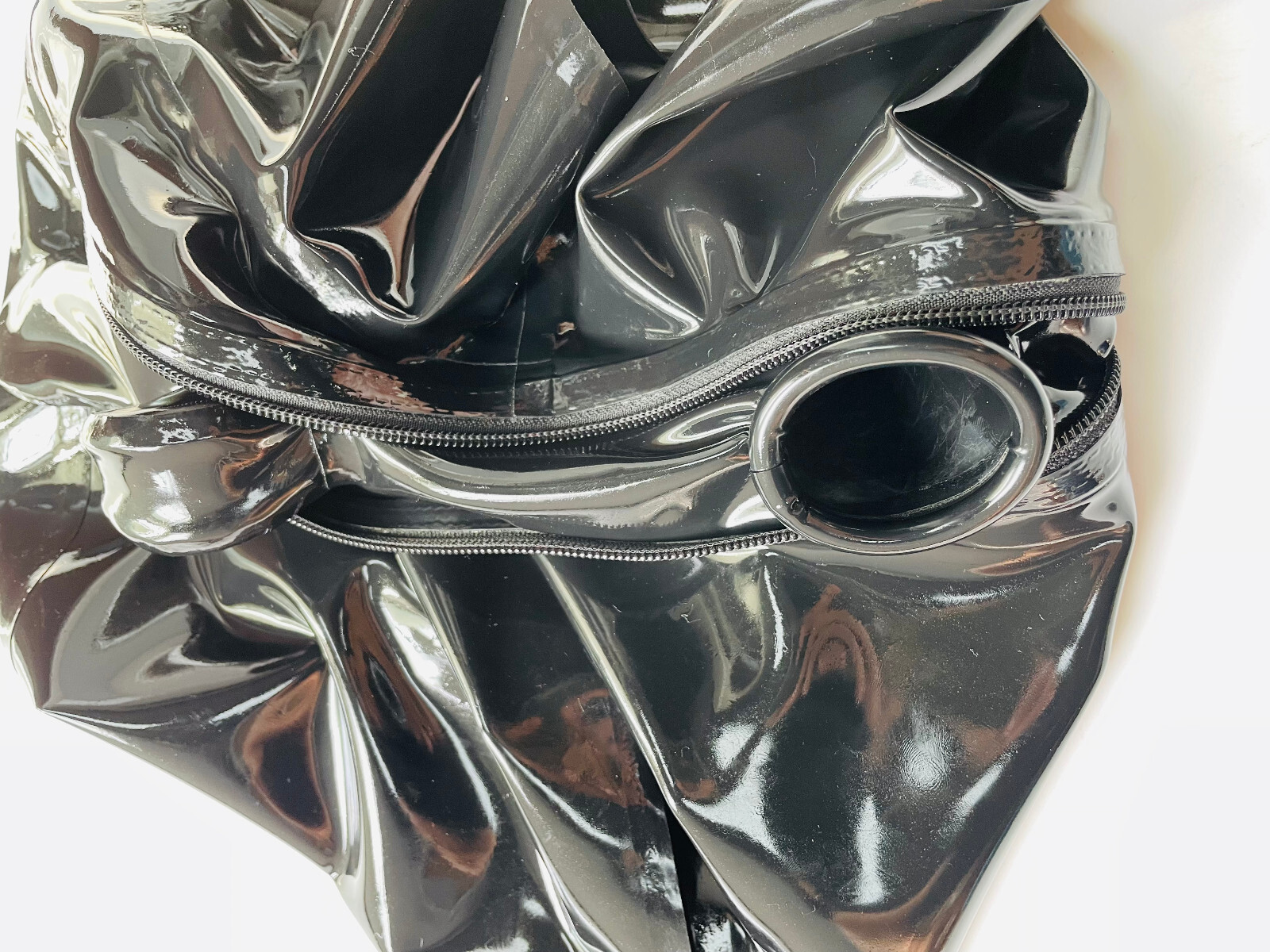 Mens Black latex boxer codpiece hidden two sheath 0.4mm custom-made fetish BDSM