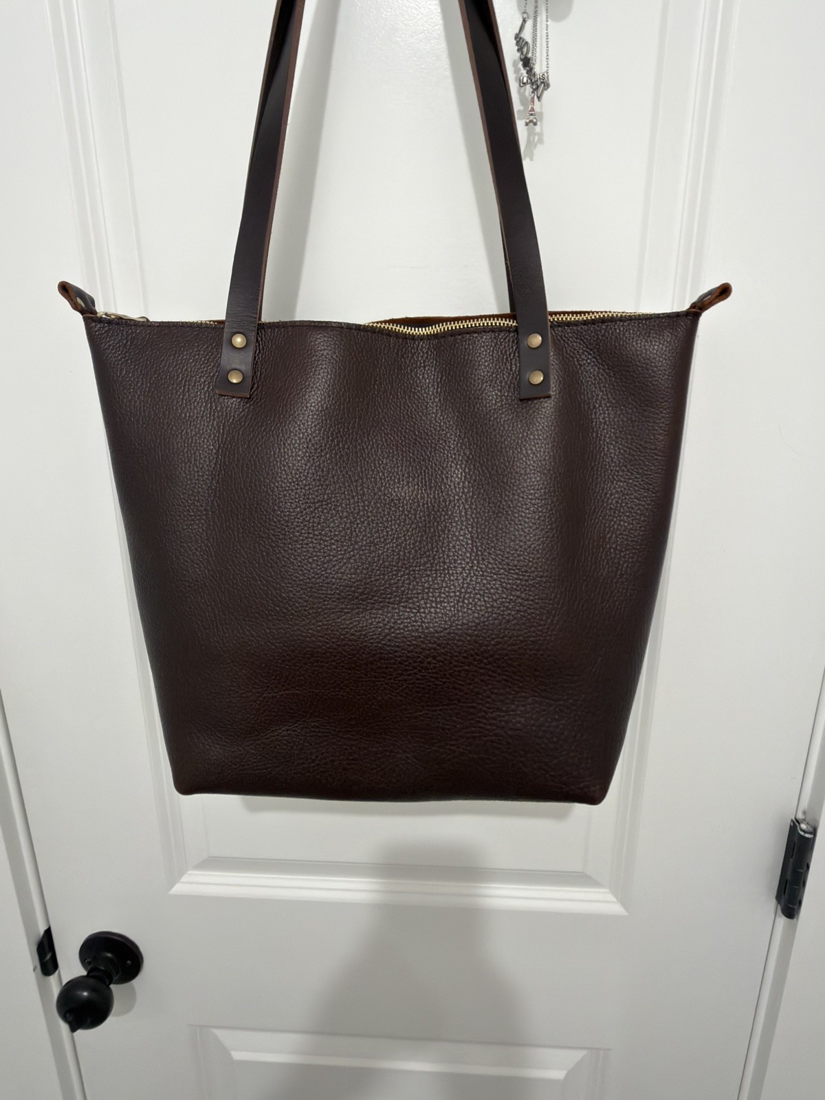 Portland Leather Goods PLG Medium Zipper Tote Cold Brew Leather Shoulder Bag new