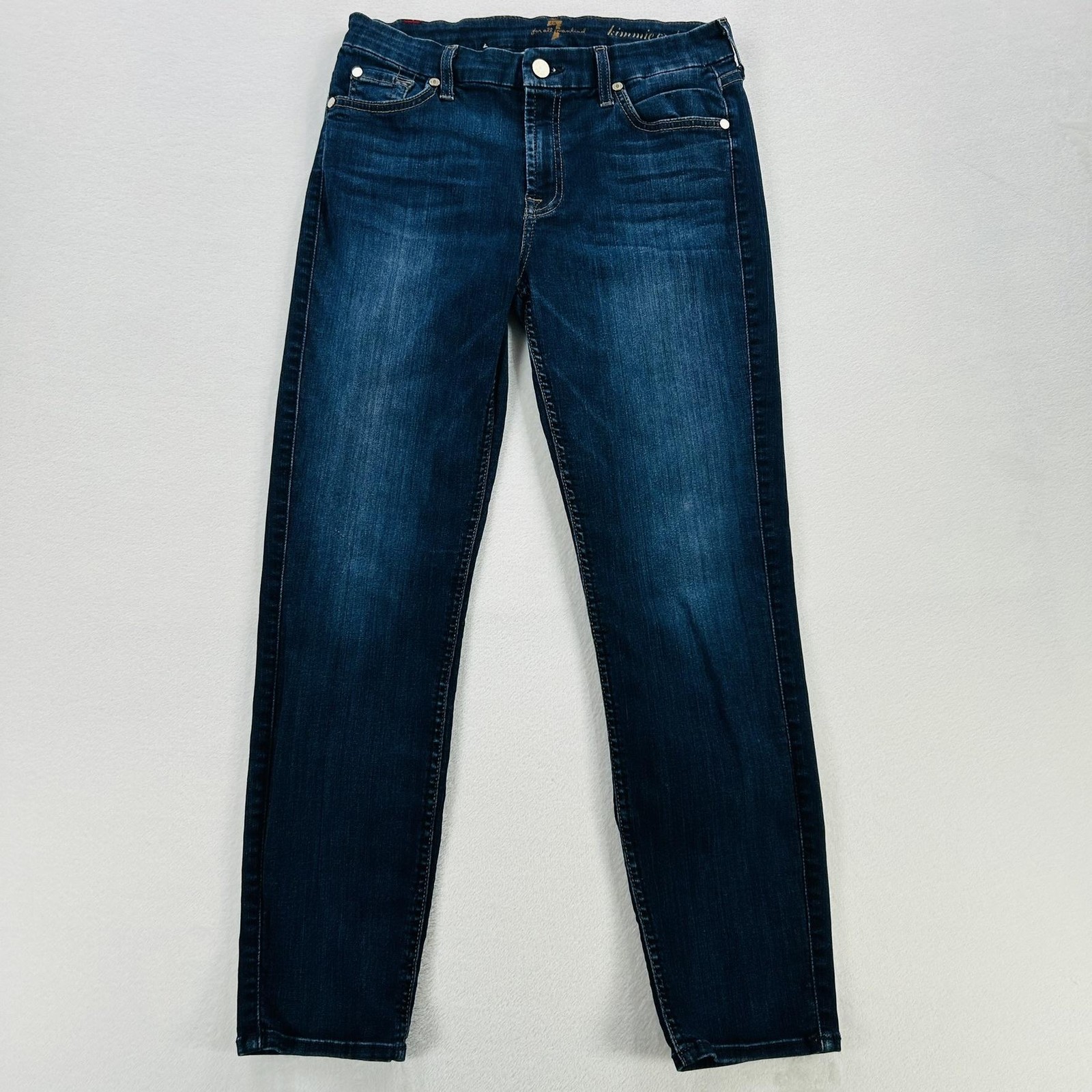 7 For All Mankind Jeans Womens 30 Blue Mid Rise Kimmie Crop Stretch Dark Wash