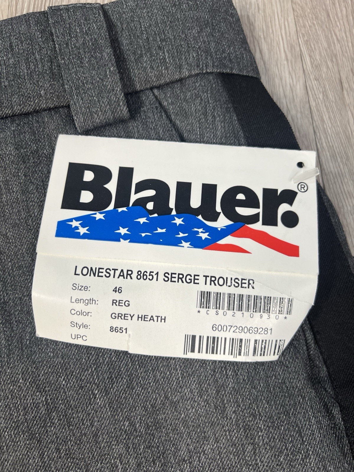 New Blauer Lonestar 8651 Serge Trouser Size 46 Reg Gray Heath Black Stripe New