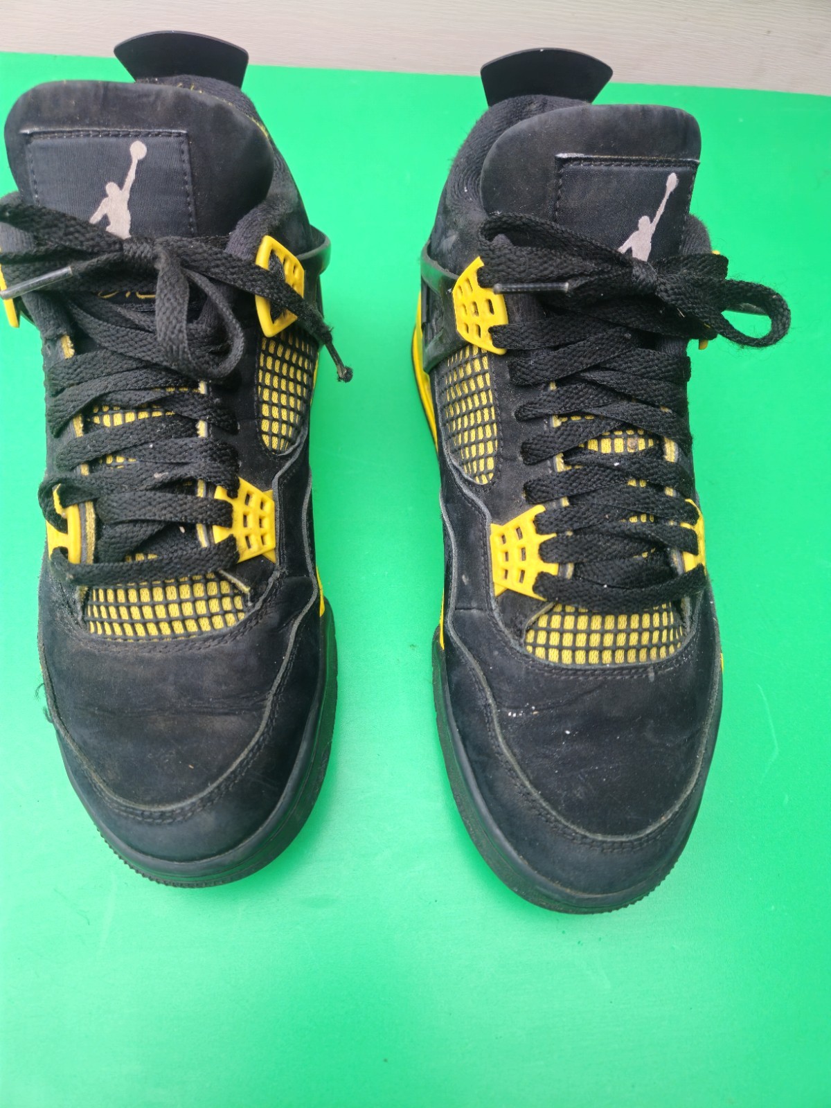Defects Size 8 Nike Air Jordan 4 Retro Thunder Shoes DH6927-017 Black Yellow
