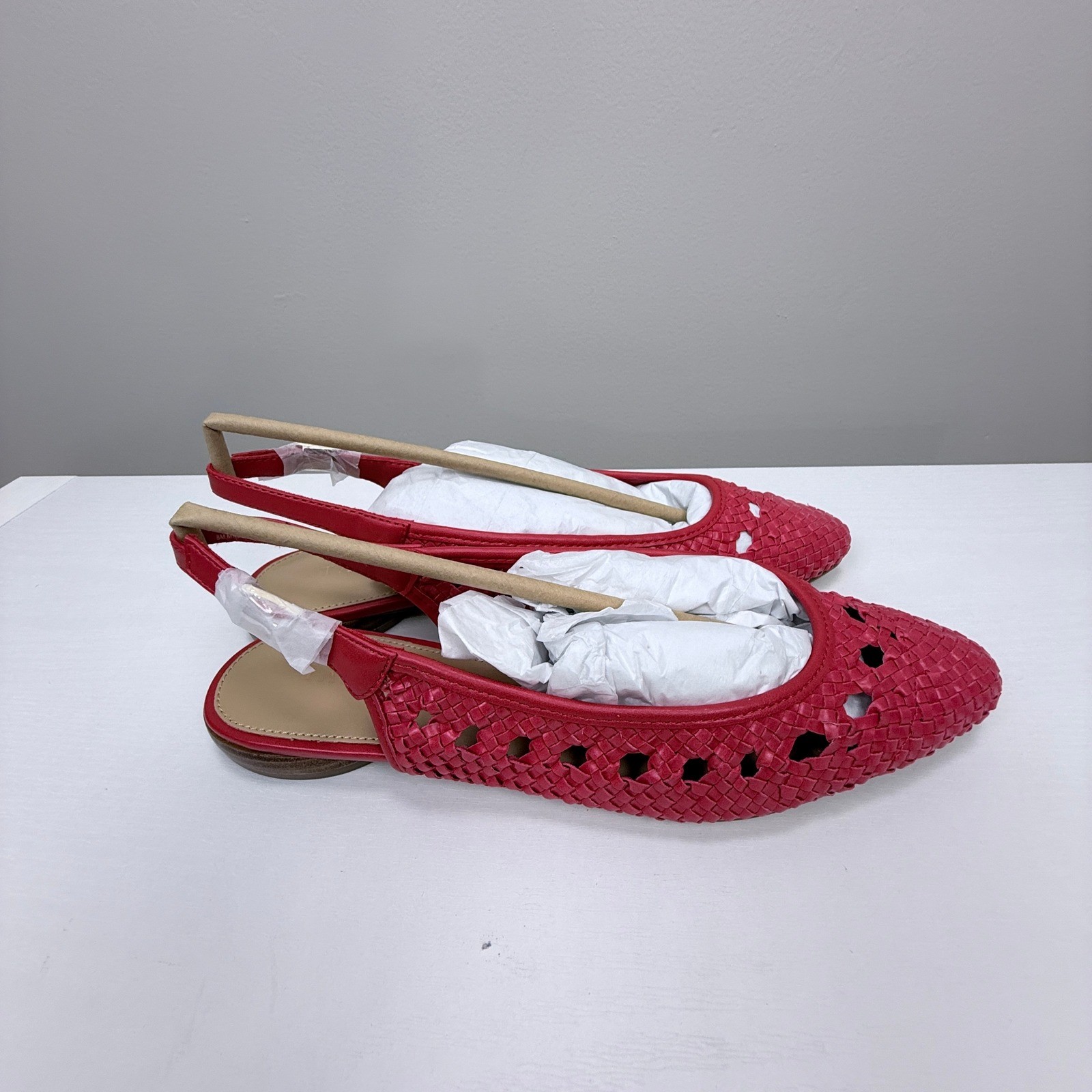 Talbots Edna Woven Slingback Flats Women 8M Red Pepper NIB Coastal Grandma,