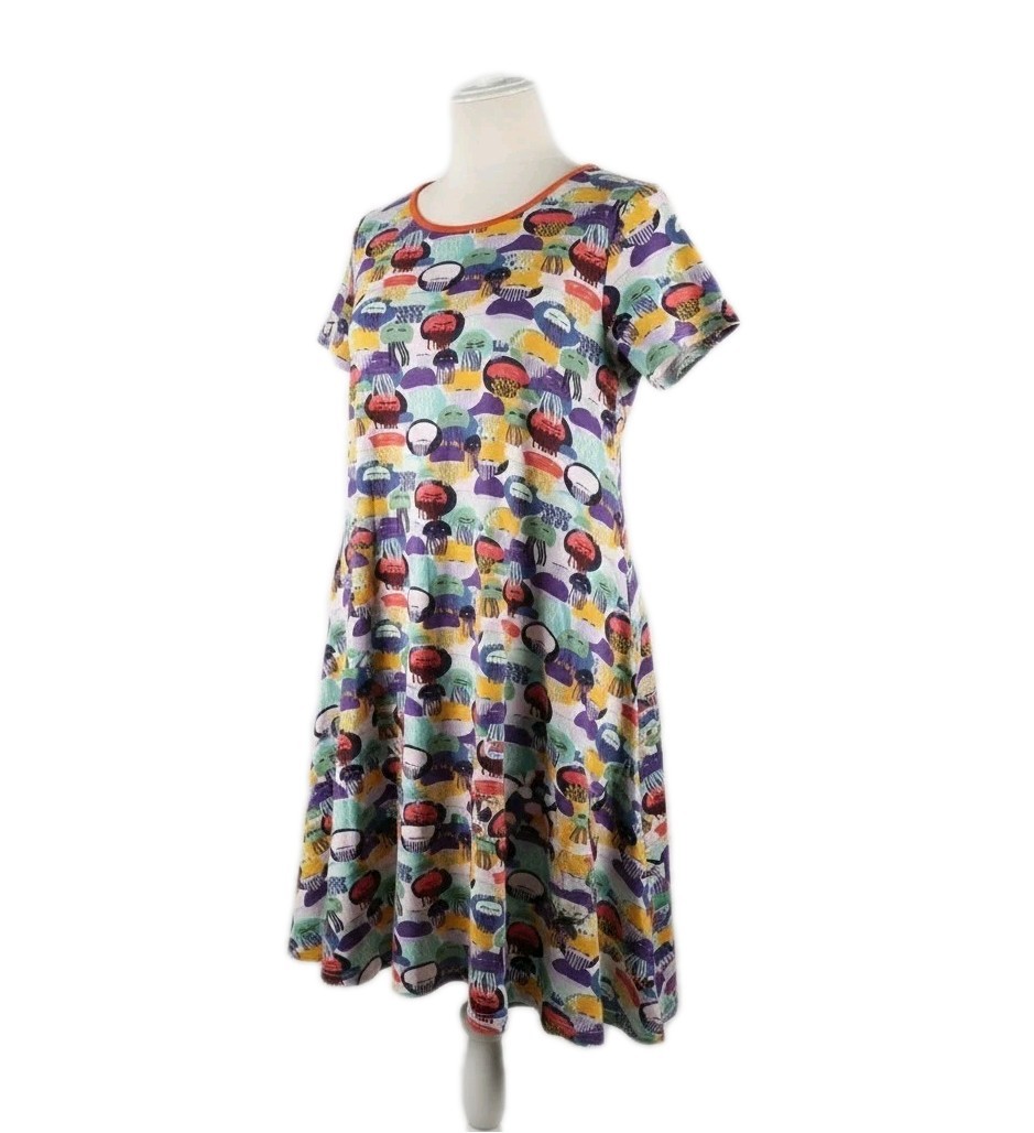 DUNS Sweden Jellyfish Dress Adult M Scandi Organic Cotton Skater Bright Colorful