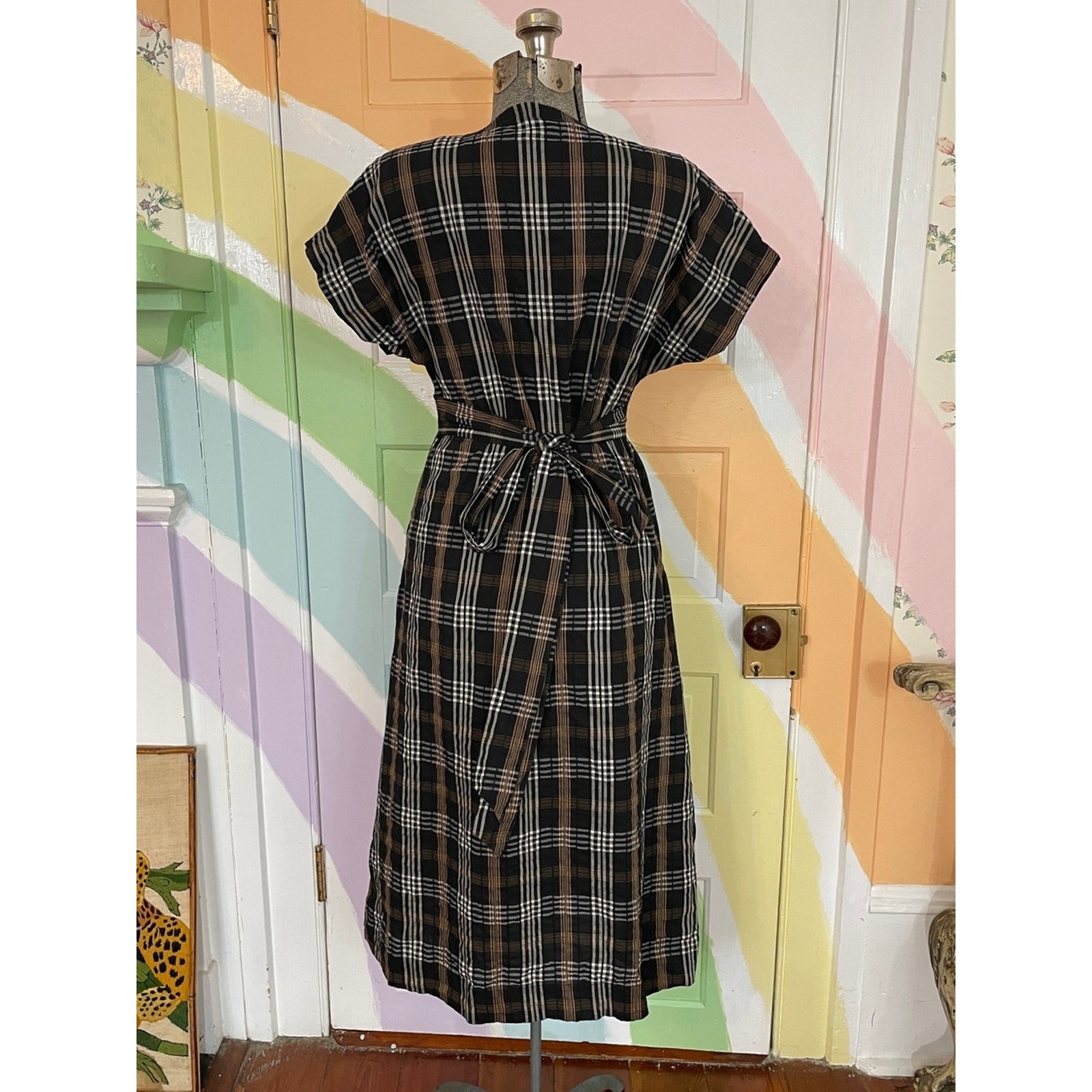 HATCH Tuckernuck Carolina Black Multi Plaid Maternity Maxi Dress Sz 0/XS 🧡🎀