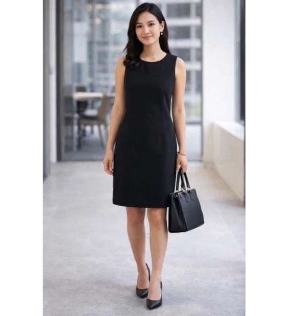 Harvé Benard Black Sheath Dress Sleeveless Career Office Cocktail Classic 12