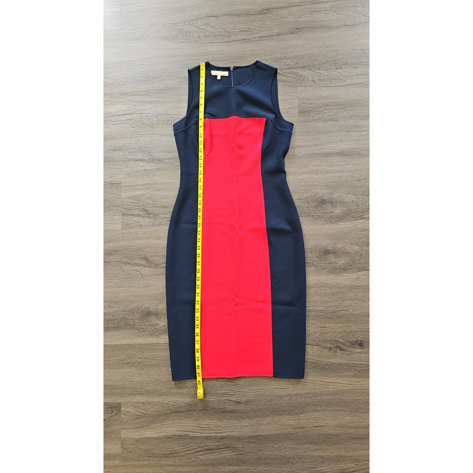 Michael Kors Italy Navy Red Colorblock Virgin Wool Tailored Sheath Dress Size 6