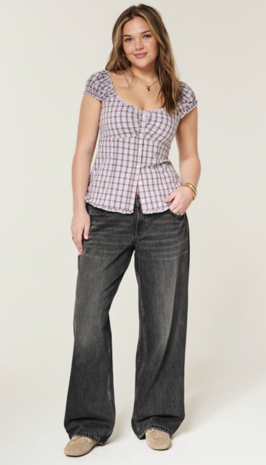 NWT 2 26r Hollister Adjustable Waist Low Rise Washed Black Baggy Denim Jeans