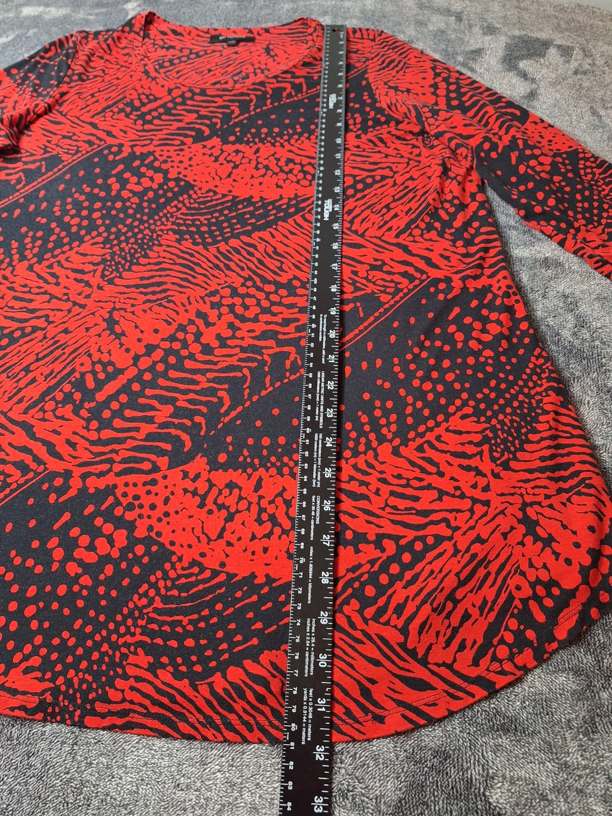 Grayson Slinky Jersey Knit Tunic Blouse Womens 1X Red Black Animal Print…