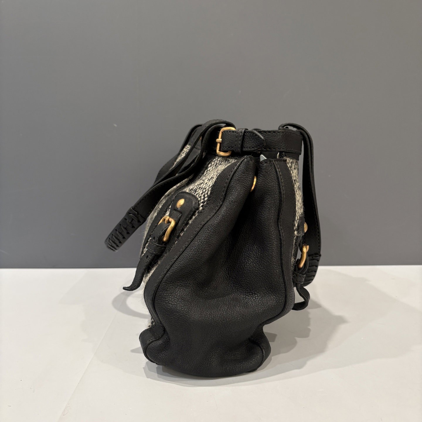 Miu Miu Handbag Grey Black Calfskin Tweed (xd031926a6)