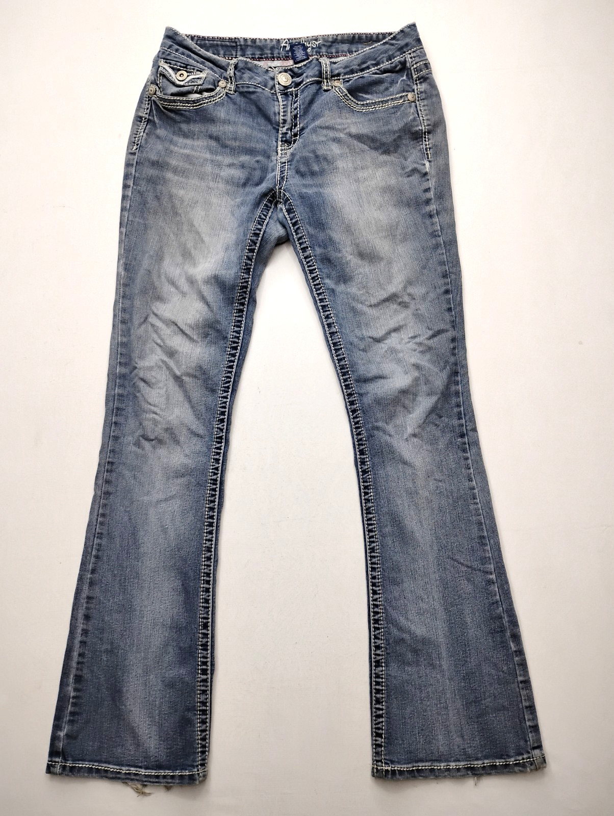 Amethyst Bootcut Low Rise Thick Stitch Jeans Size 11 Pocket Flaps y2k