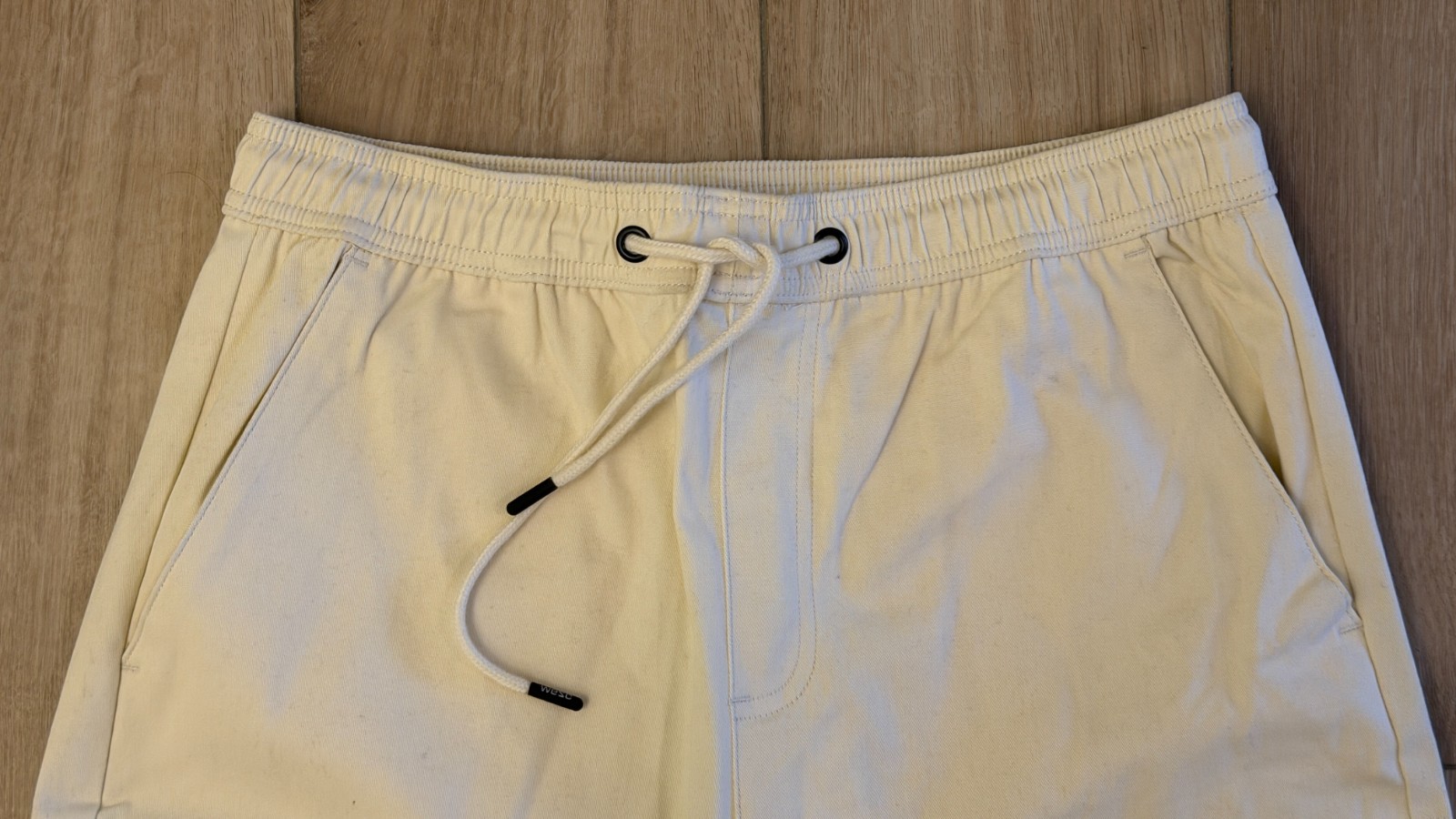 WeSC Open Bottom Cargo Pants Unisex Chino Style-Men M/Women L-Pale Yellow-NWT