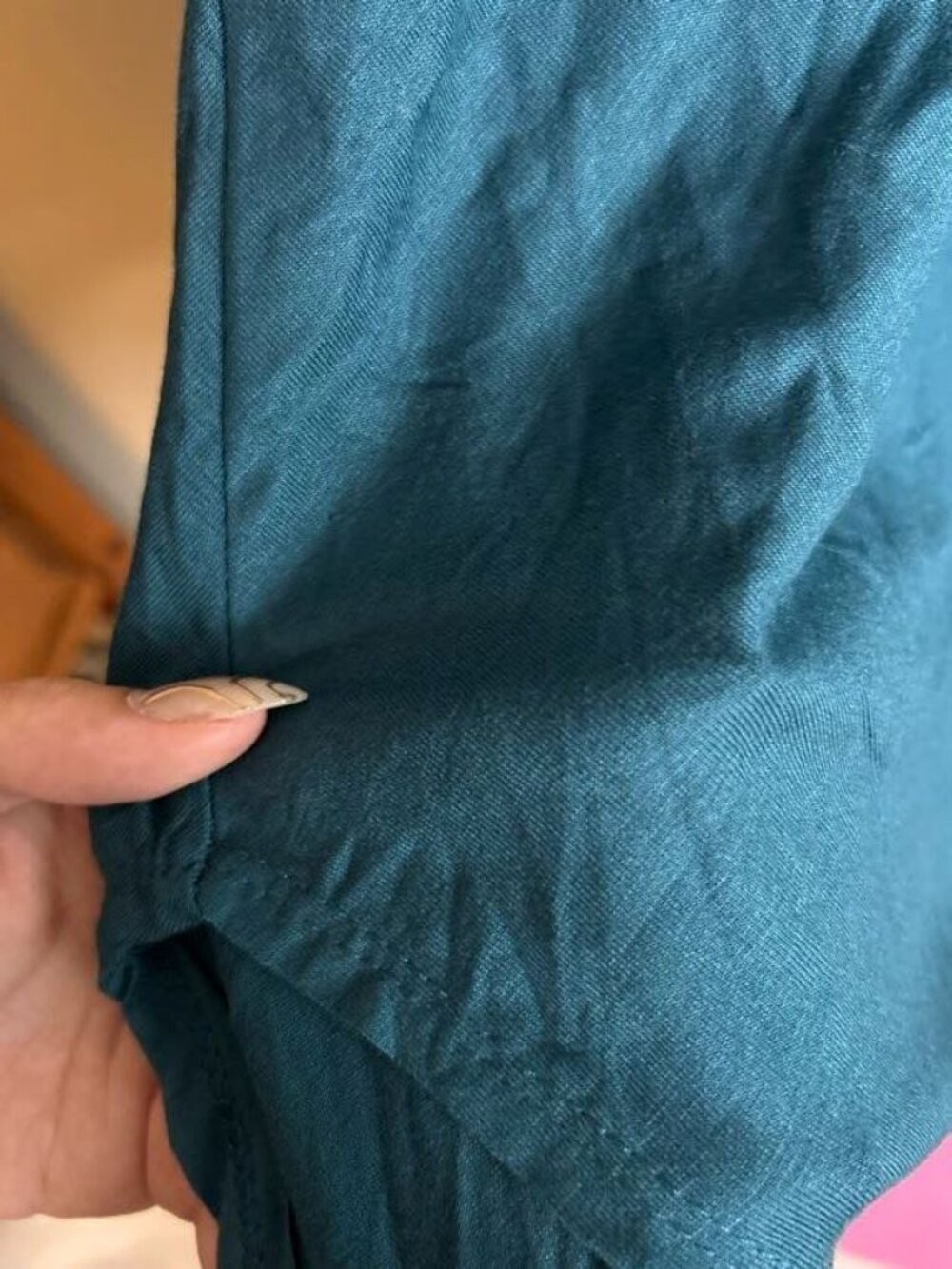 Jade By Jane Top Womens Large Cowl Neck Sharkbite Hem DArk Teal Long Sleeve