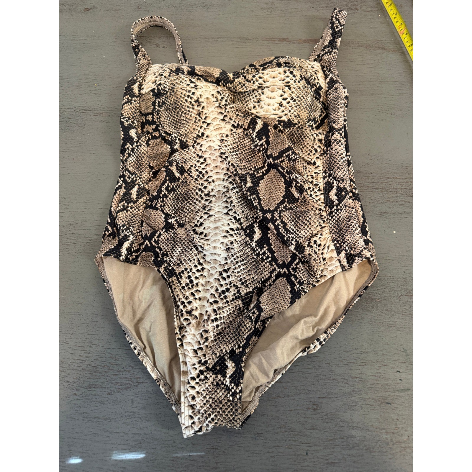 Bond-Eye Australia Snakeskin One Piece Swimsuit Brown Animal Print D/DD Size 10