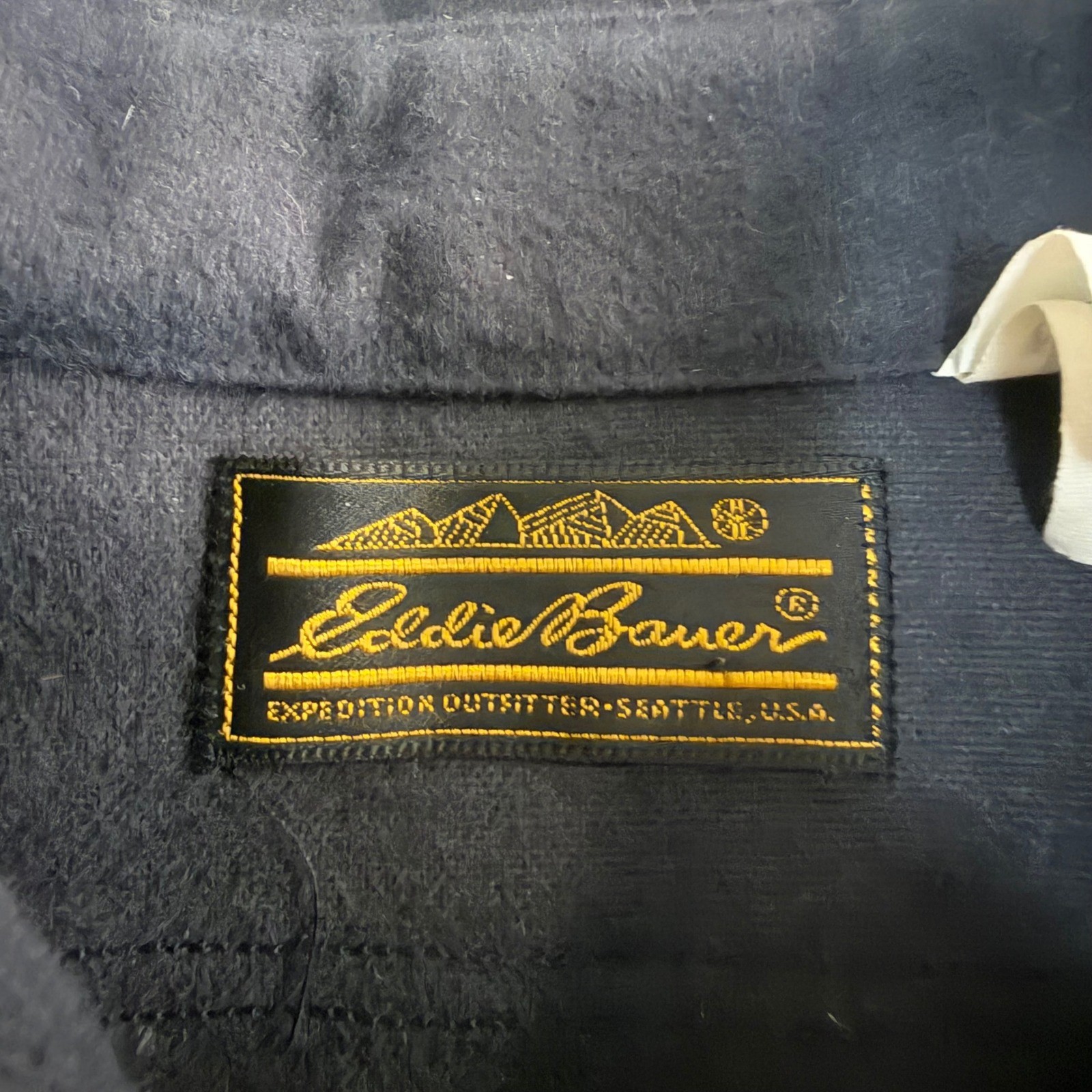 Eddie Bauer Chamois Shirt Mens L Black Elbow Patch Padded Sportsman Shooting