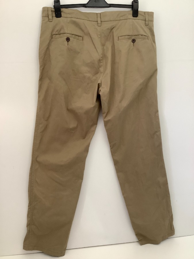George Khaki Cotton Trousers 36w 32l Regular Leg Sand 97% Cotton 3% Elastane