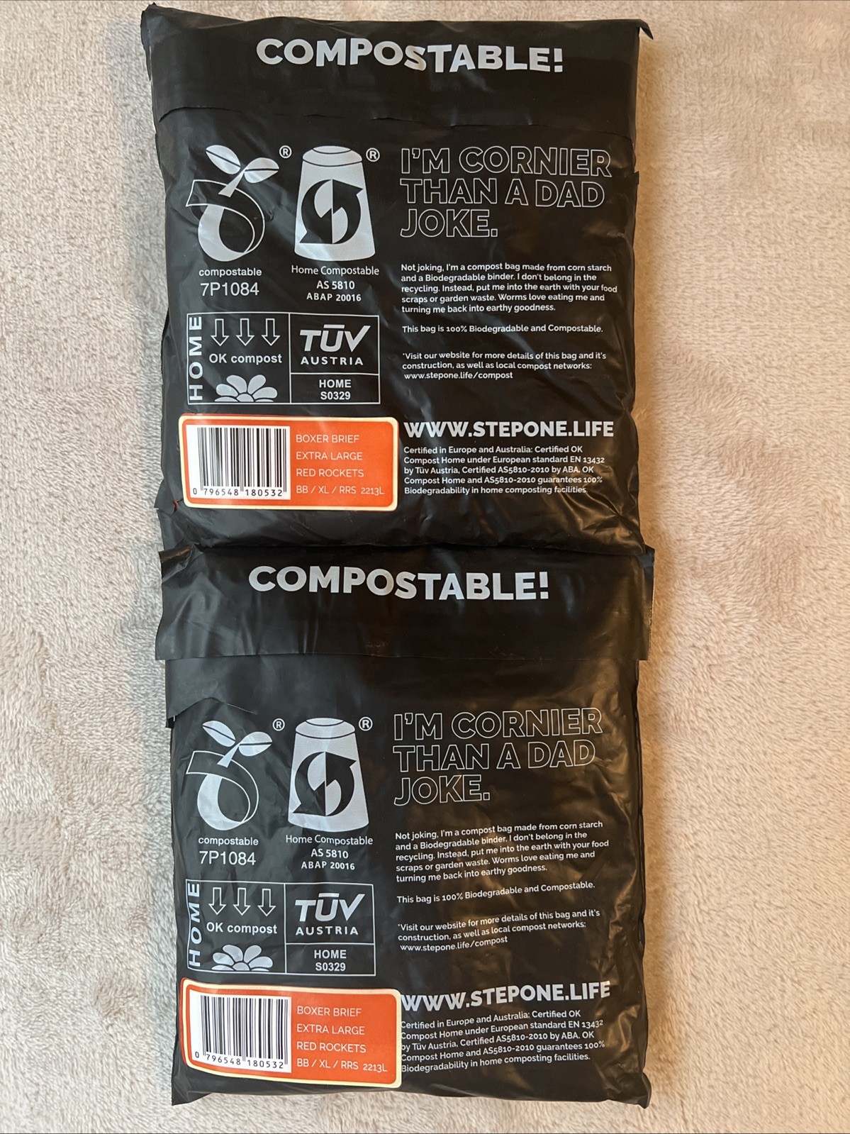 Step One Bundle Mens Boxer Briefs x 2 Pair New Sealed Bamboo Size XL Red Rockets
