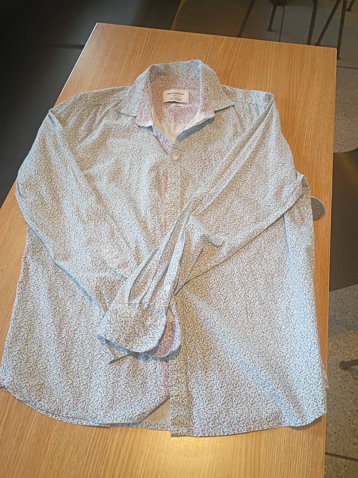 paperdenim&cloth Men’s LARGE Blue/White/Pink Floral Slim Stretch Button-Up