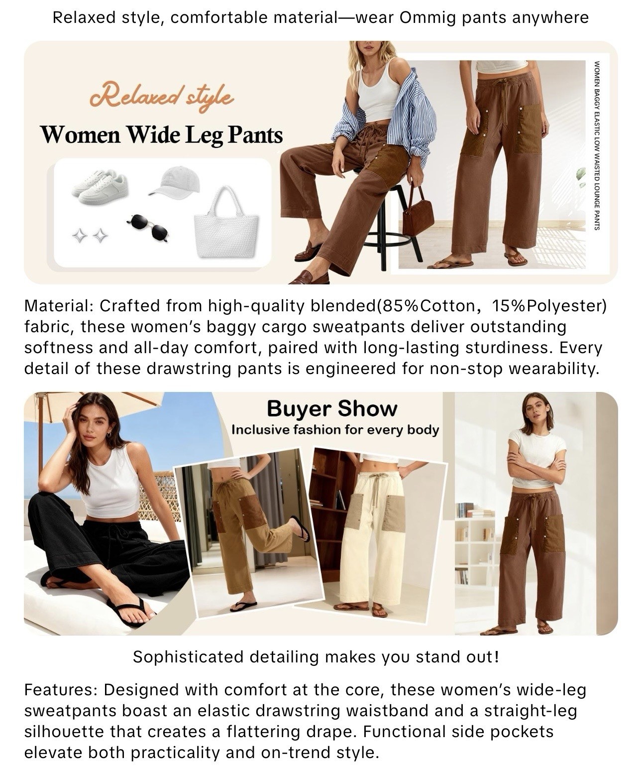 Women Sweatpants S Wide Leg Drawstring Barrel Casual Pocket Basic Trousers Comfy