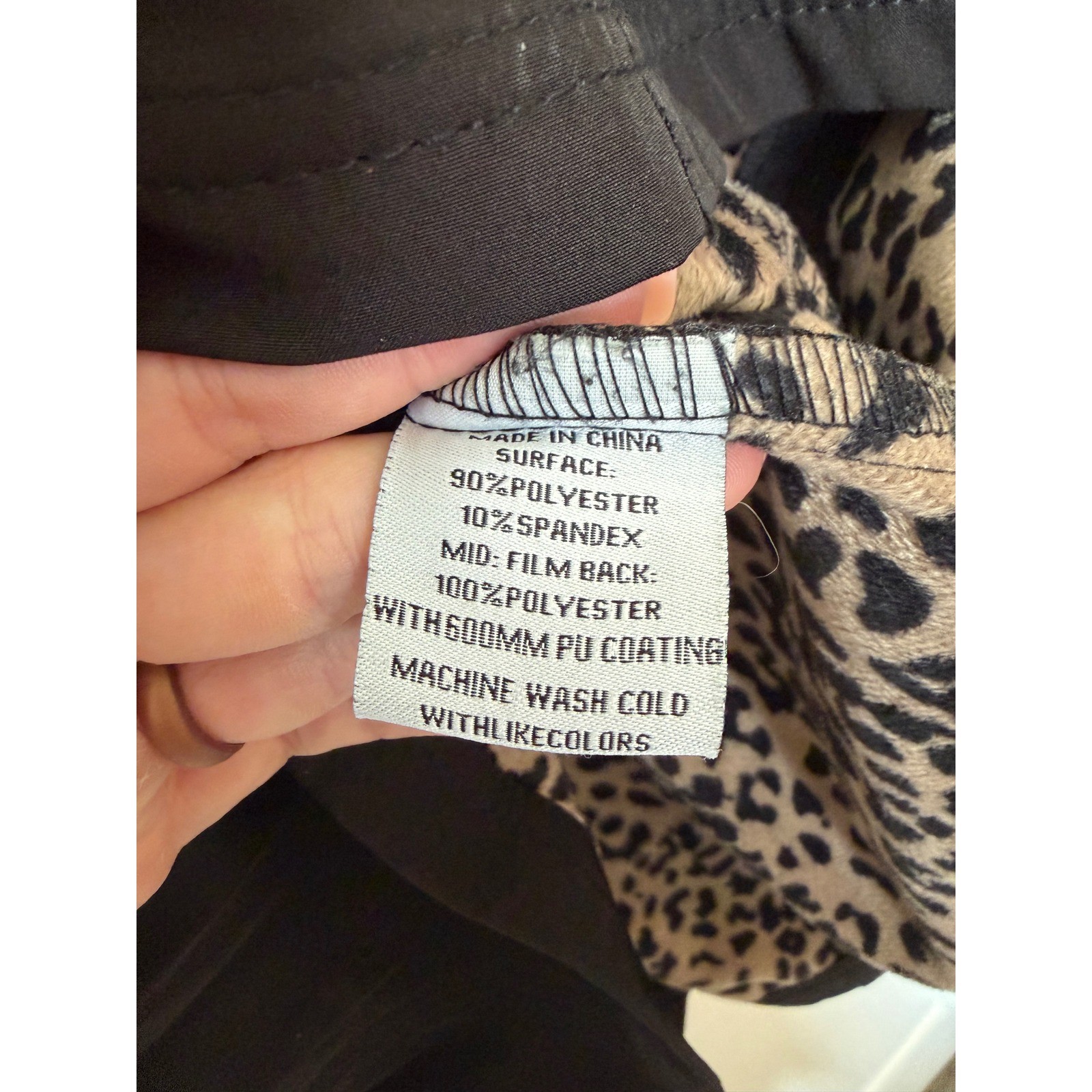 Nicole Miller New York Trench Coat Black Belted Leopard Hood Moto Zip Womens M