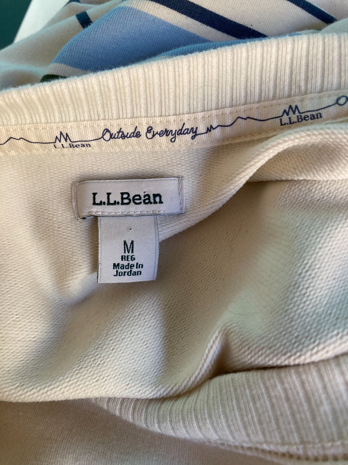 L.L. Bean Womens Size M / L Off White Striped Pullover Cozy Sweatshirt Dress