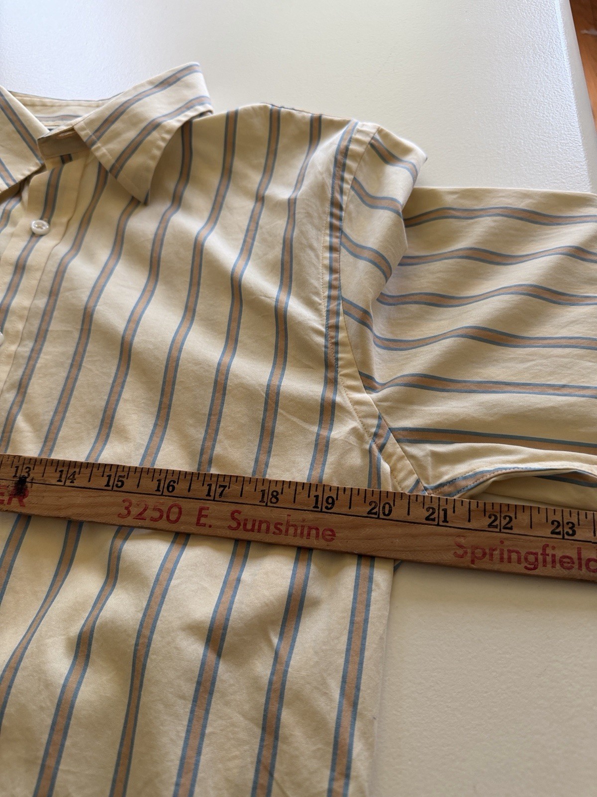 Todd Snyder Cream Khaki With Tan Stripe Dress Shirt Sz M. Box24