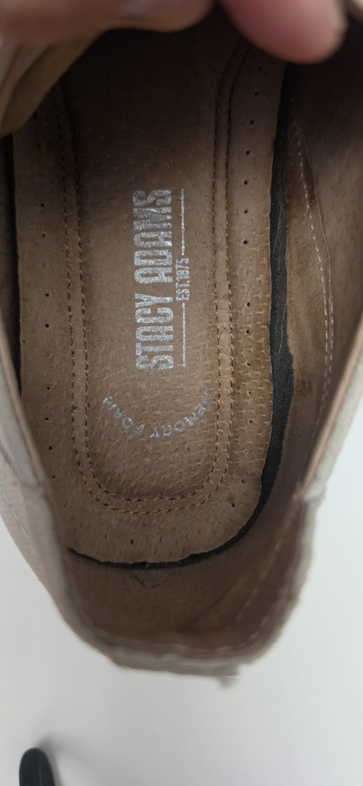 Stacy Adams Men’s Beige Leather Oxford Dress Shoes Lace-Up Almond Toe 10.5