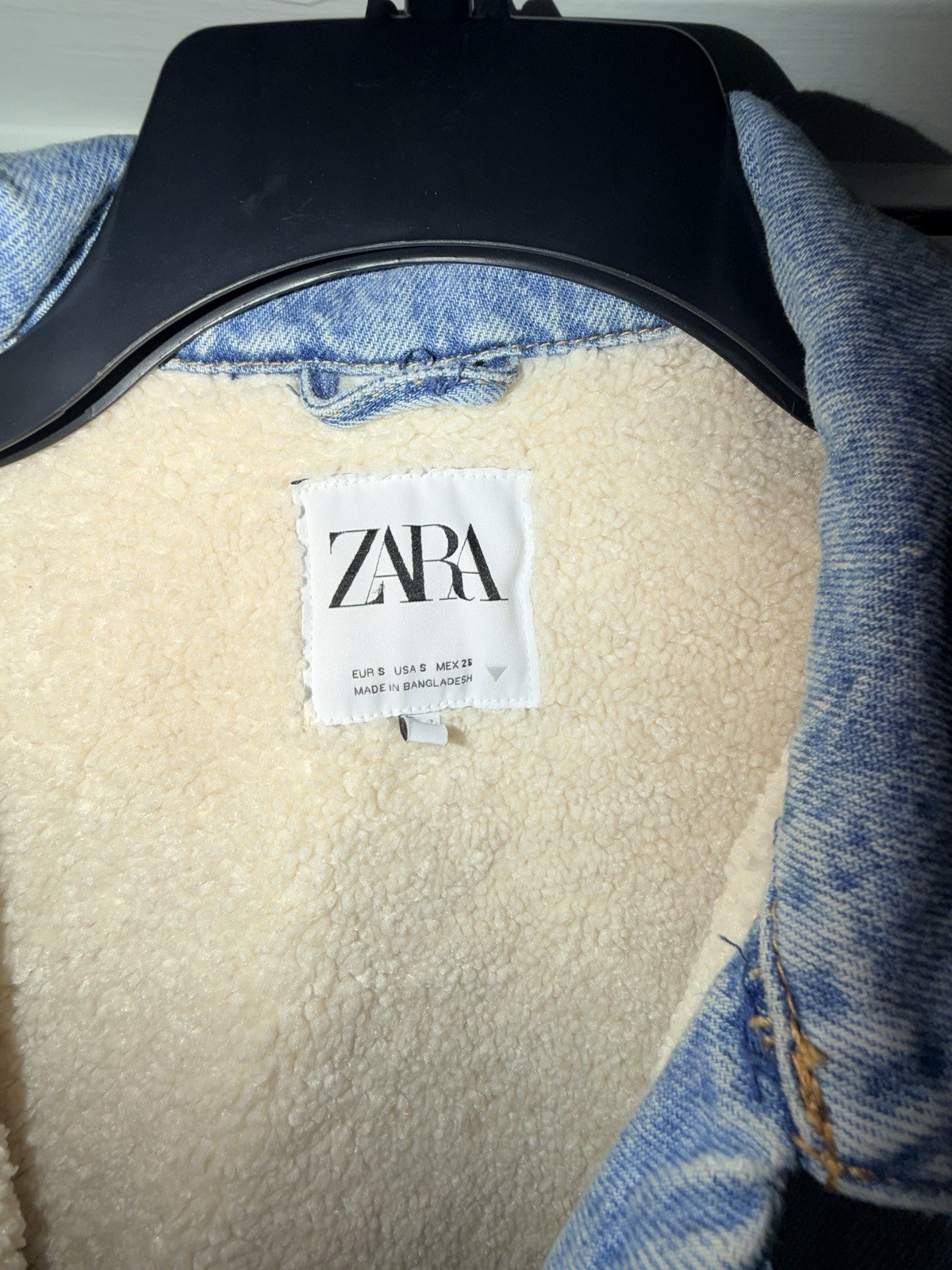 Zara Cotton Fleece And Denim Linen Jacket Small