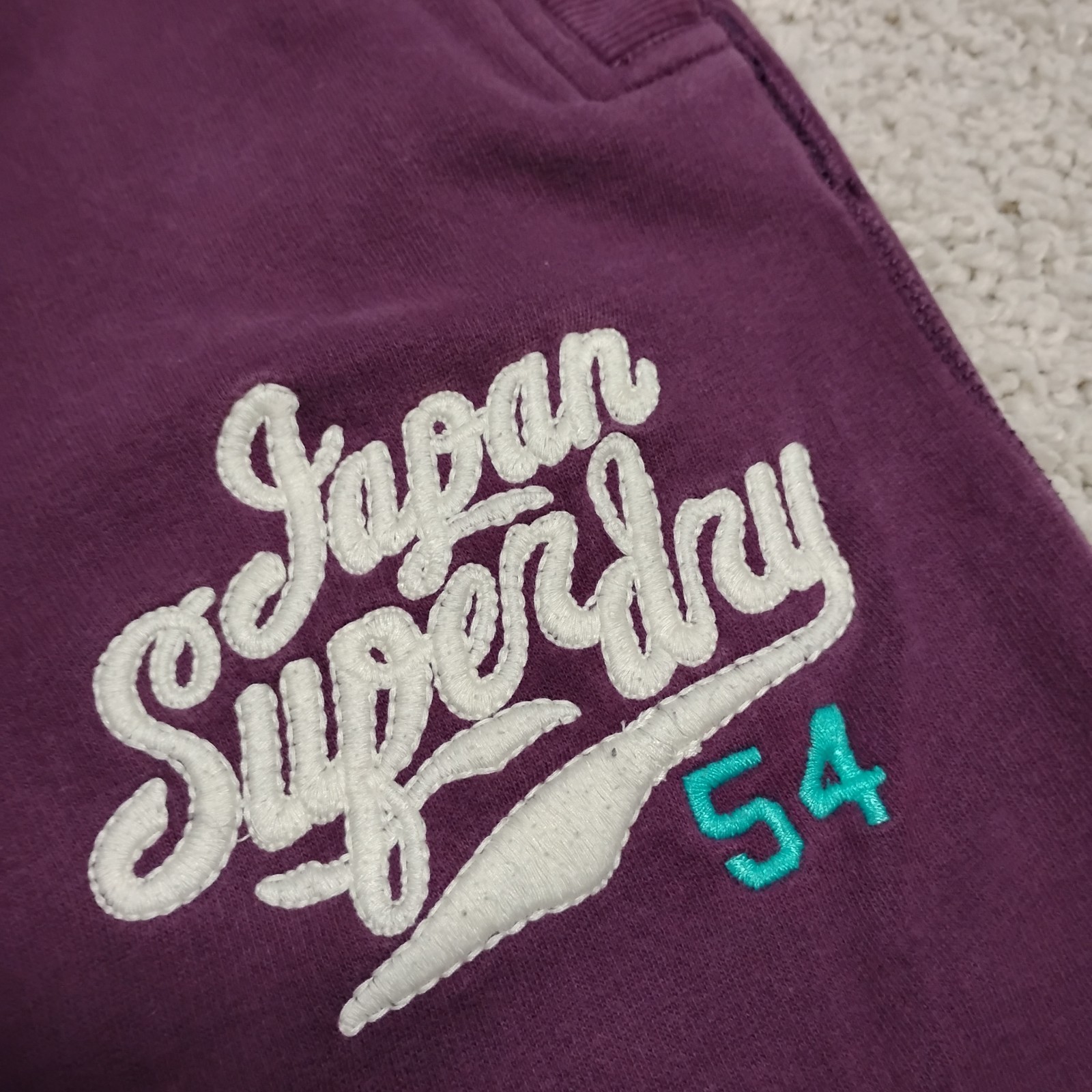 Superdry Sweatpants Mens Large Purple Joggers Tokyo Japan Embroidered Y2K Logo