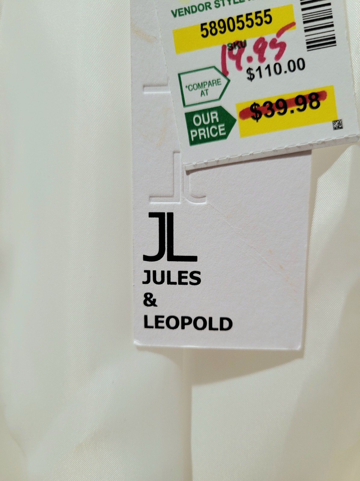 NWT Jules & Leopold Open-Style Zipper Detail White Blazer Fully Lined Size L