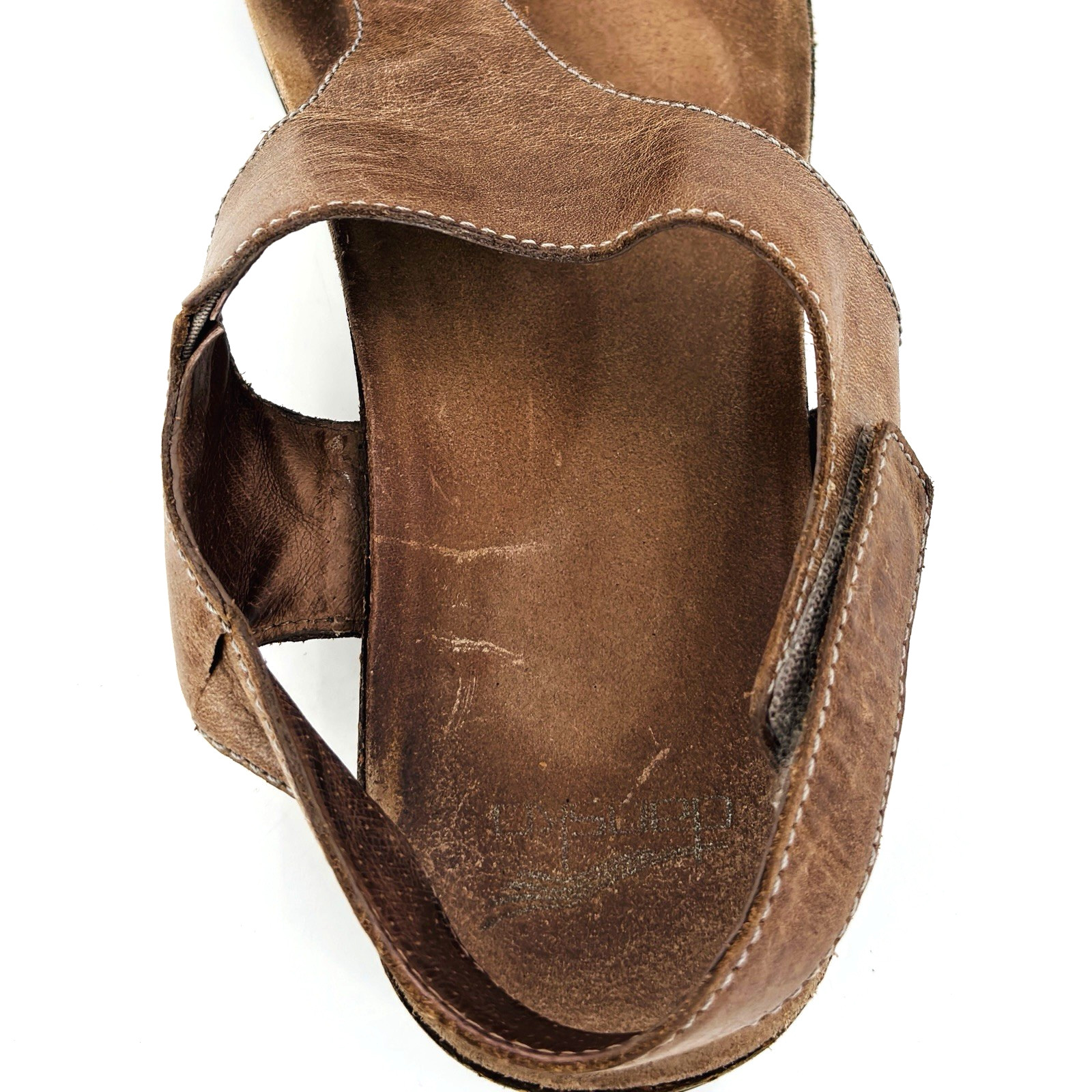 Womens 10.5-11 41 Dansko Reece Brown Leather Slingback Sandals Shoes Toe Loop