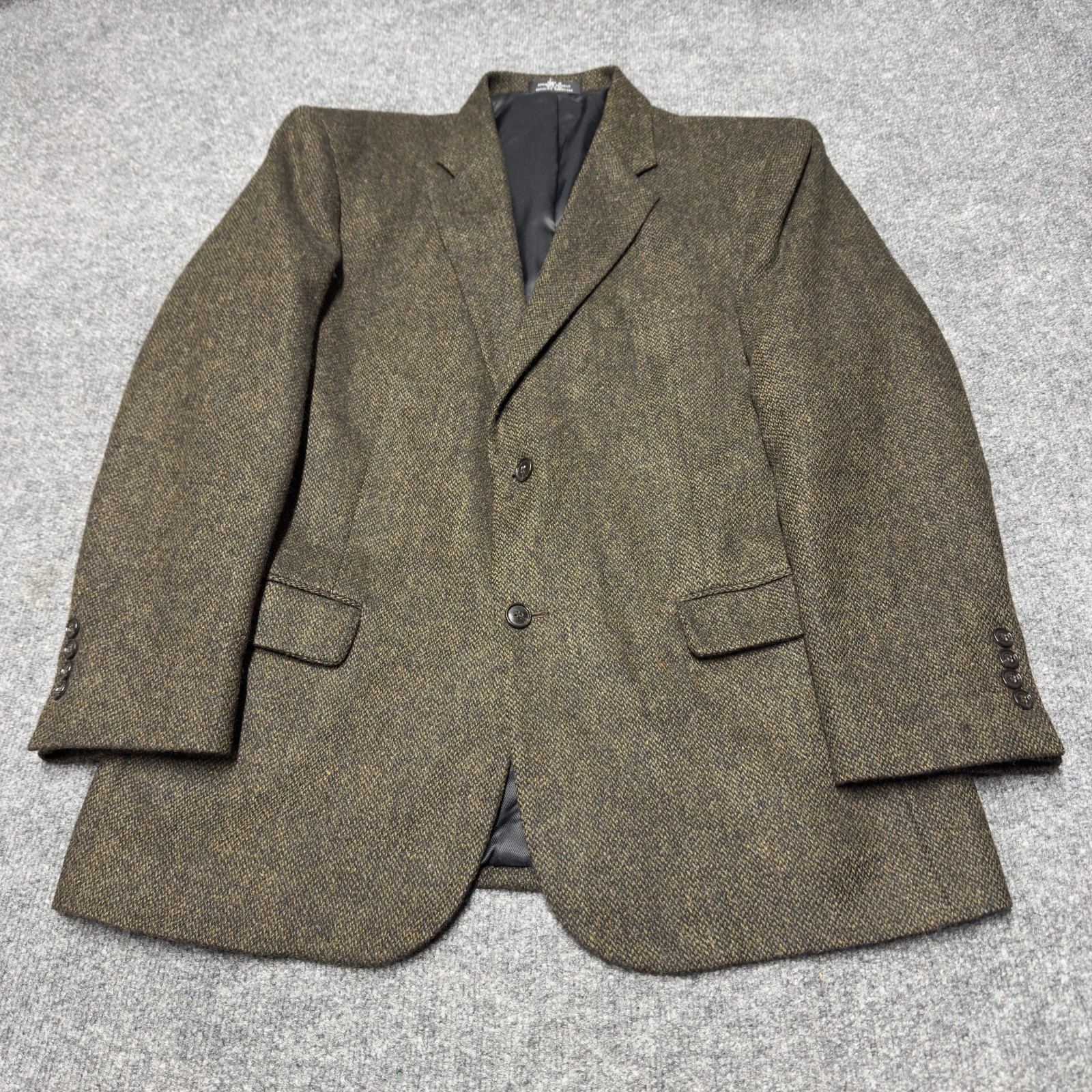 Barrington Tweed 100% Wool Sport Coat Blazer Jacket Men 42R Brown Nailhead