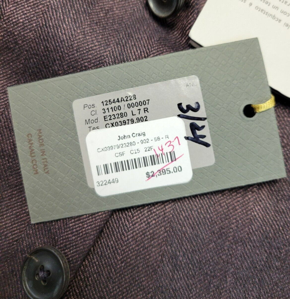 $2395 CANALI EXCLUSIVE Herringbone CASHMERE SILK Sport Jacket 48R EU 58 Purple