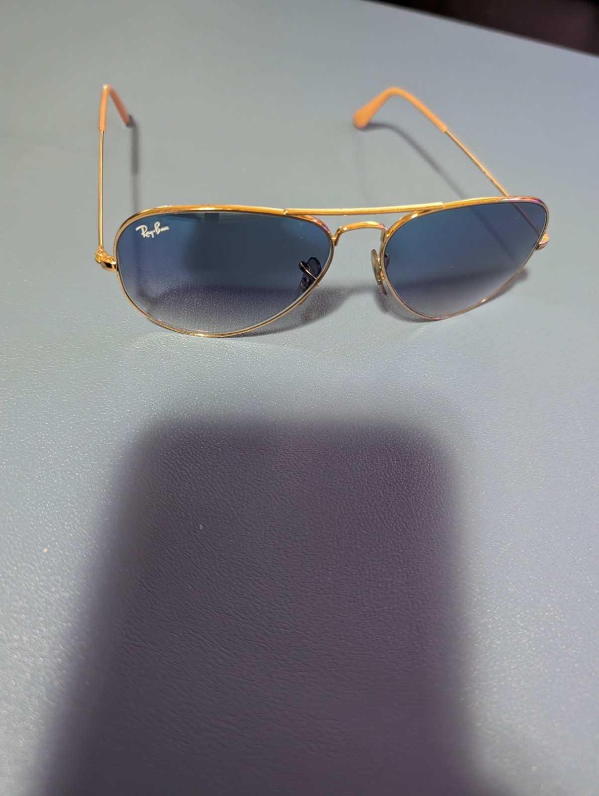 Ray-Ban Aviator Gradient Sunglasses with Gold Frame and Blue Lens
