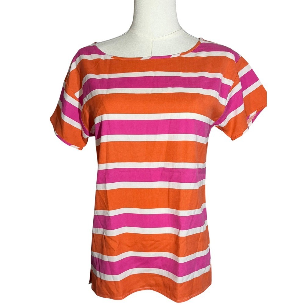 NWT J-Crew 100% Silk striped blouse PInk/multi xxs