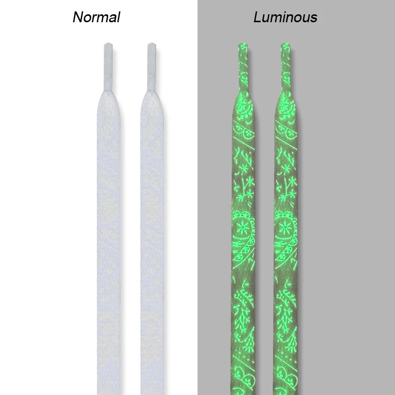 1 Pair Fluorescent Shoe Laces night run cool Flat Shoelaces Splash-ink Printing