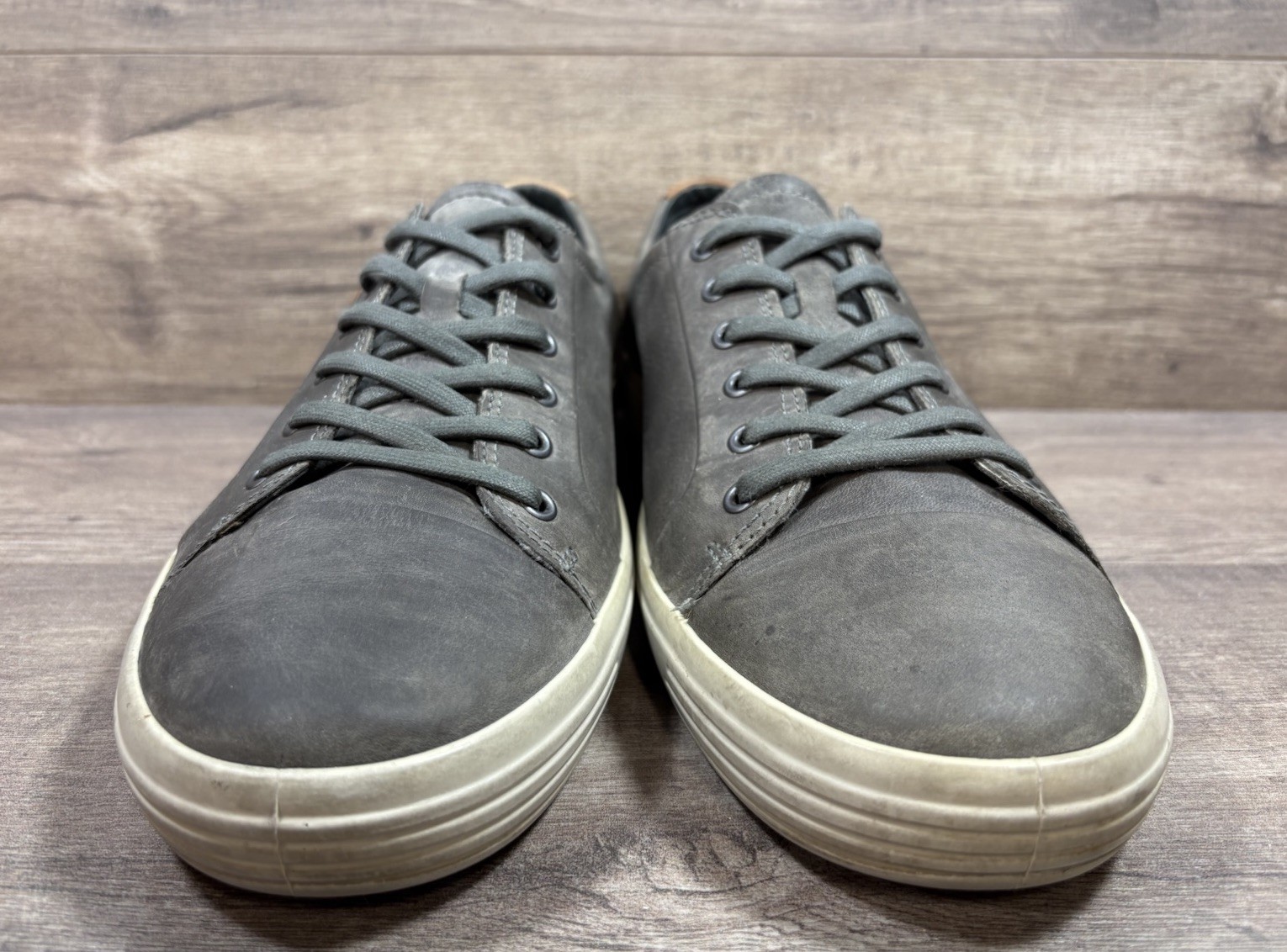 Ecco Soft 7 City Sneakers Shoes Gray Leather Travel Mens Size EU 46 US 12 12.5