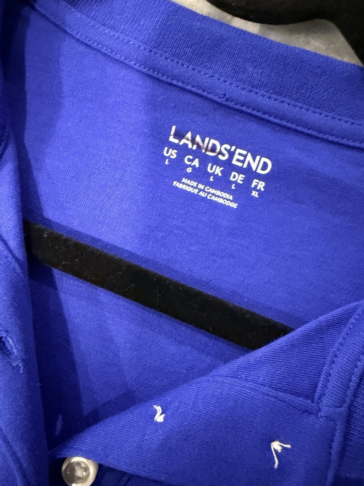 NWOT Lands End Size L Royal Blue Short Sleeve Collared Polo Shirt