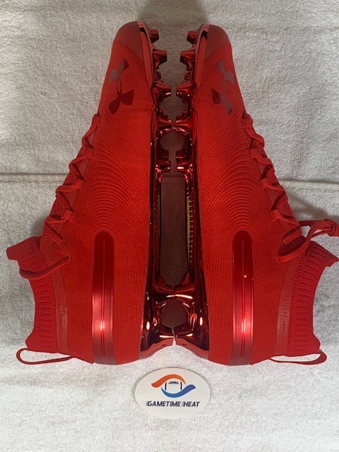 New Mens Under Armour UA Spotlight Suede MC Football Lacrosse Cleats Red 3022193