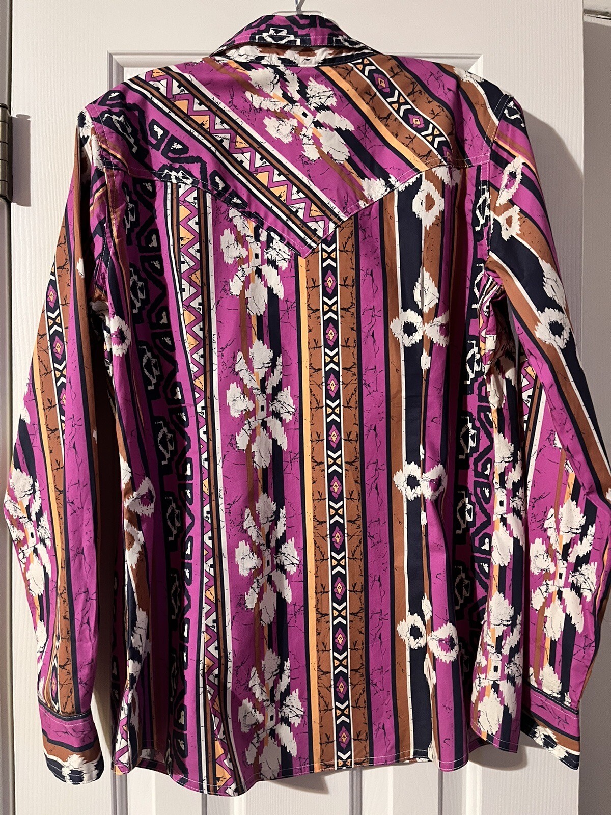 WRANGLER Retro L Checotah Aztec Pearl Snap Western Shirt Cowgirl LW6590M