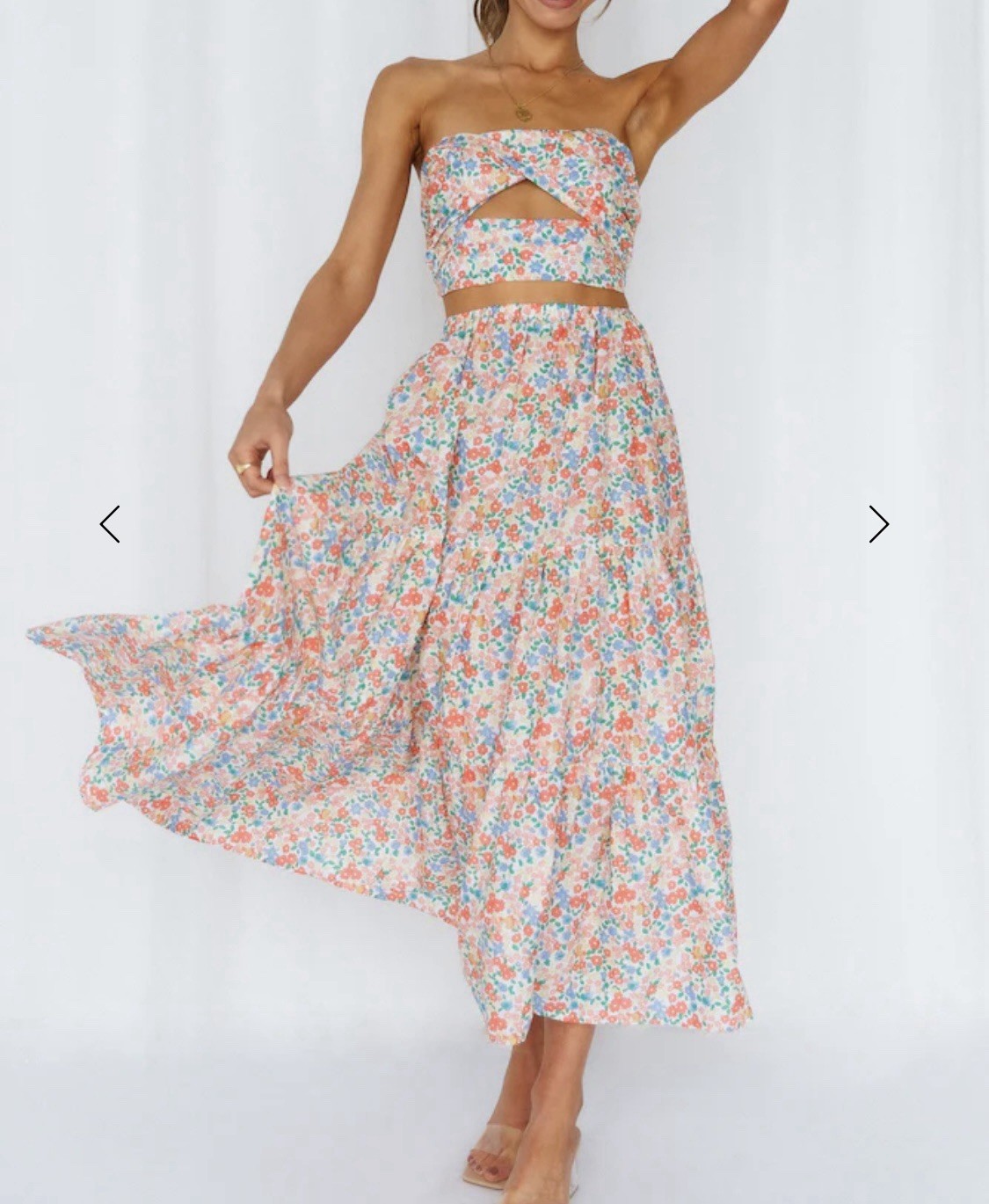 Hello Molly “So Particular” Floral Maxi Skirt Prairie Cottage Teddy Bear XS $85