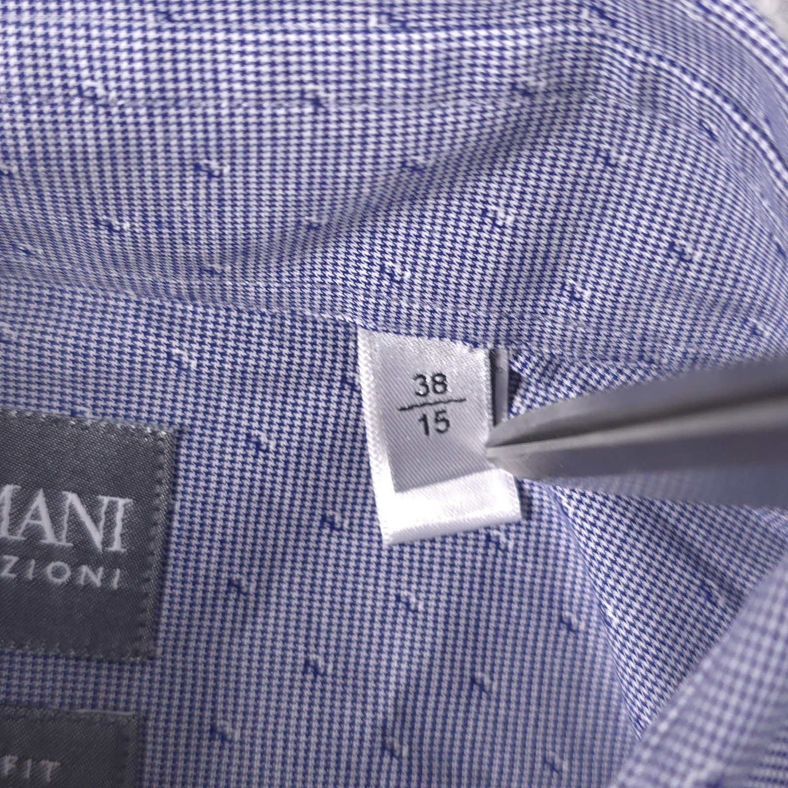 Armani Collezioni Shirt Mens 15 38 Blue Check Slim Fit Dress Long Sleeve Albania