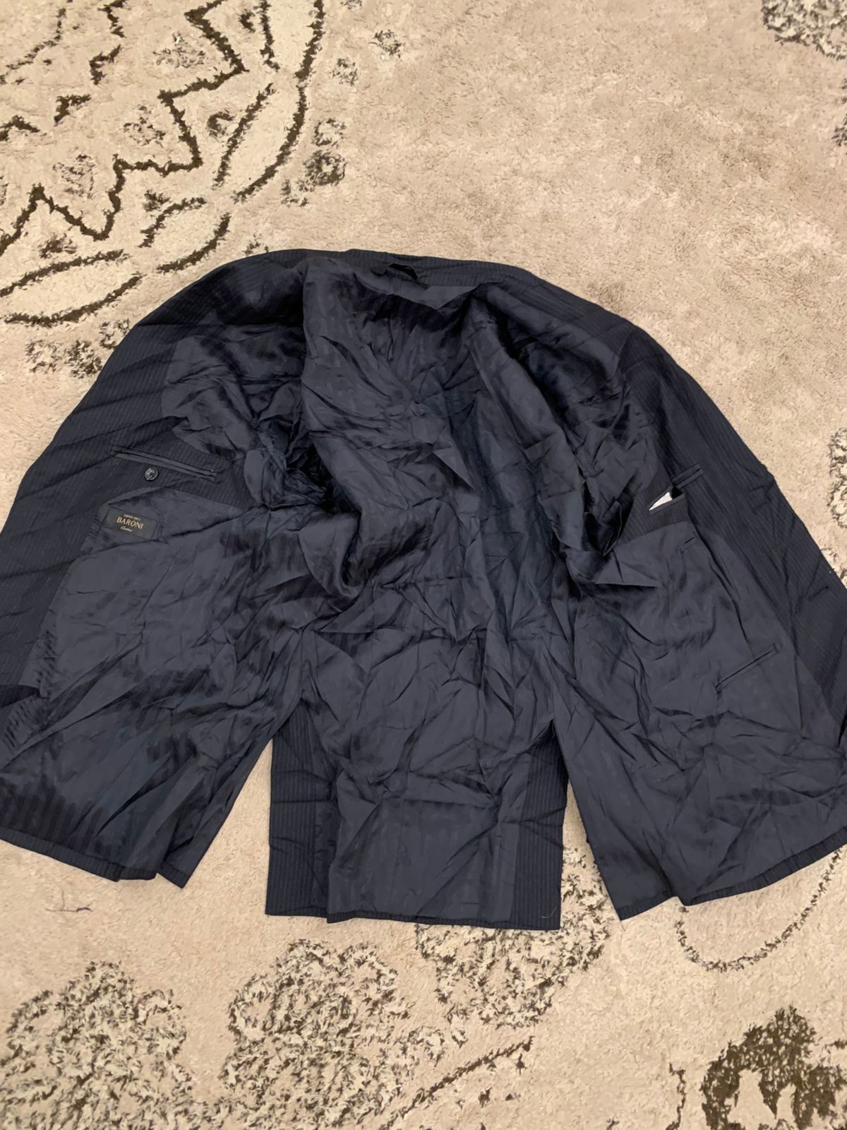 Vintage Baroni Super 150s wool classic dark navy jacket blazer 38R