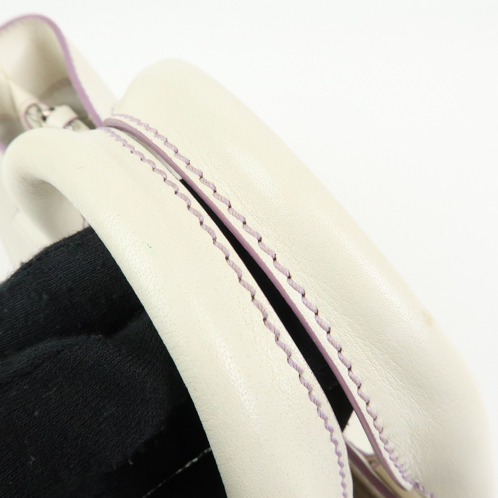 CELINE Macadam Leather Boogie Bag Hand Bag Tote Bag White Purple Auth Used F/S