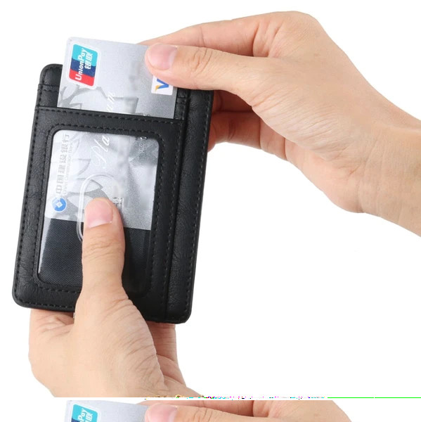 Mens Genuine Leather Wallet Slim Credit Card Holder RFID Blocking