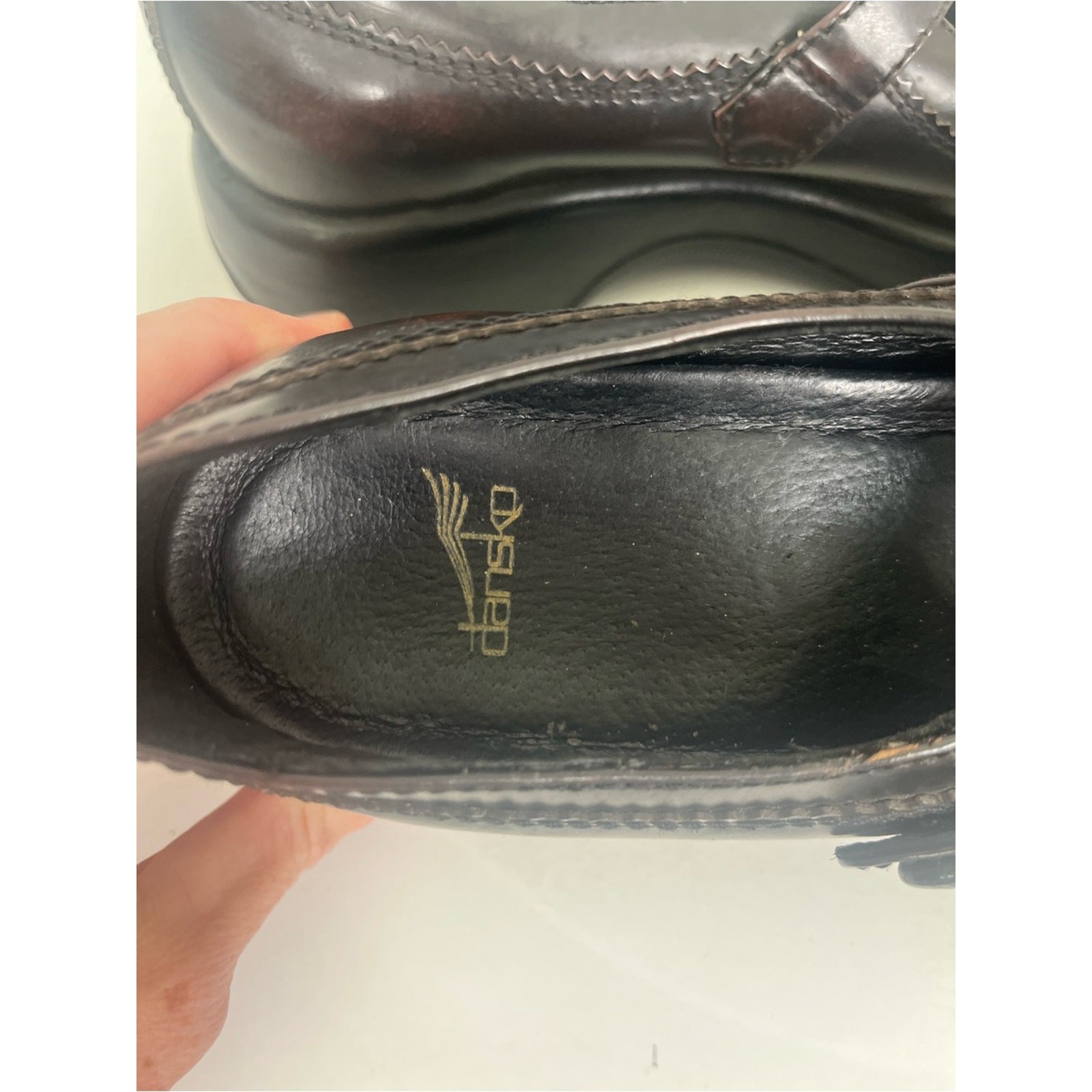 Dansko Mary Jane Leather Dark Brown Clog Size 39/8.5 Comfort Schoolgirl Retro
