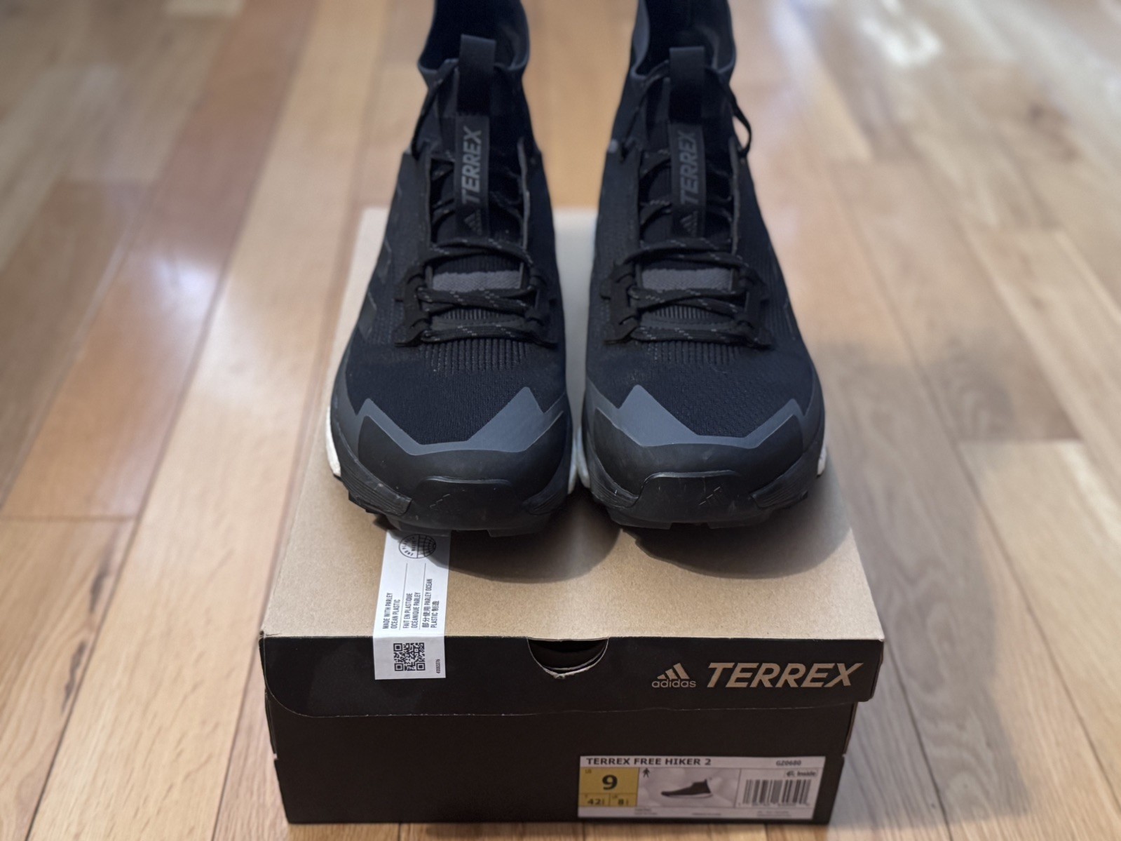 Adidas Terrex Free Hiker 2.0 – Core Black/Grey Six/Carbon, Size 9, Pre-Owned