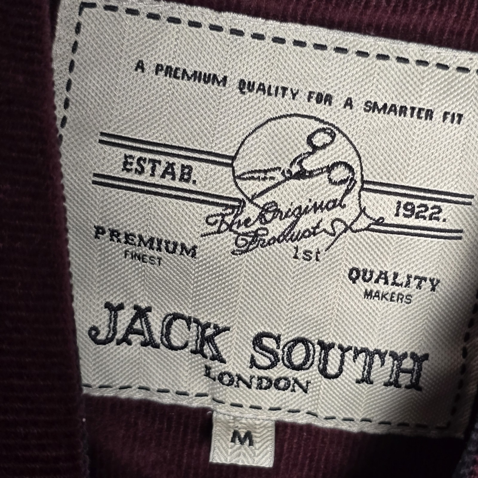 Jack South Shirt Mens Medium Burgundy Corduroy Western Snap Button Long Sleeve