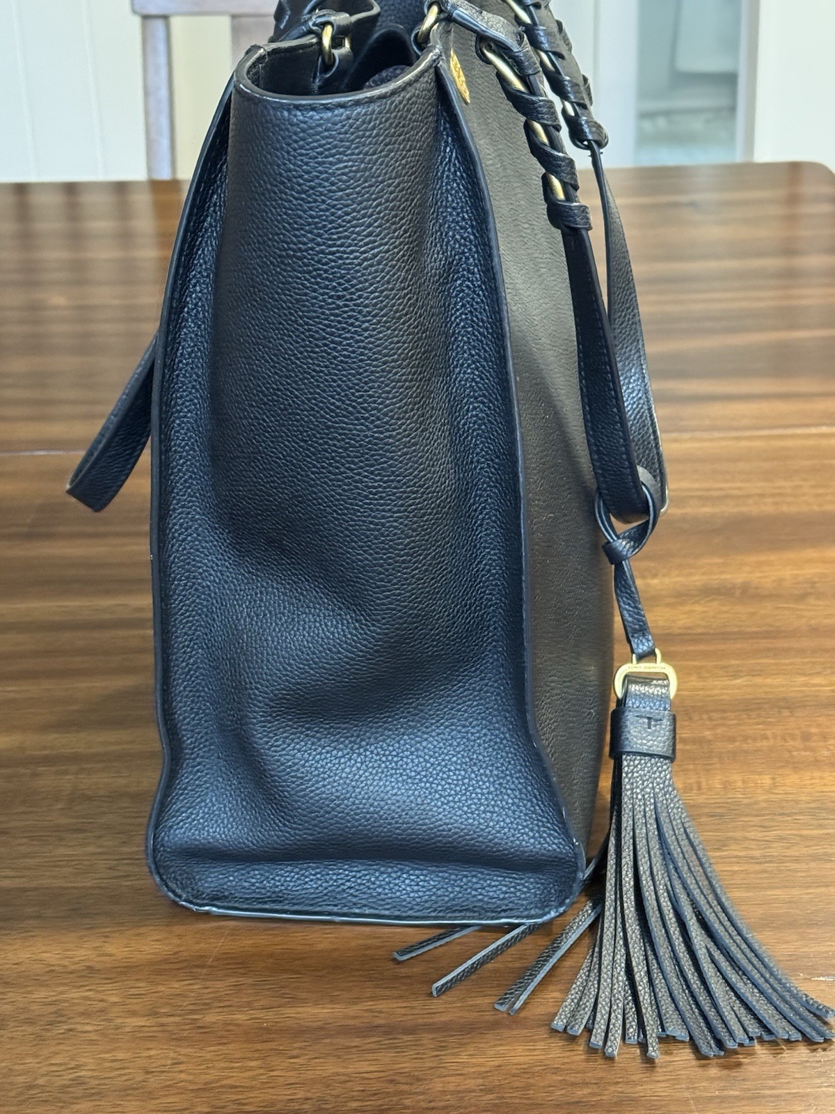 Authentic Tory Burch Taylor Pebbled Leather Tote in Black